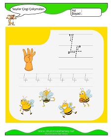 4 Rakamı Çizgi Çalışmaları Çalışma Sayfaları